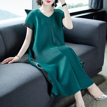 

Big Size Dress Fashion New Dress Looks Slim Miyake Pleats Long Dresses 109a68