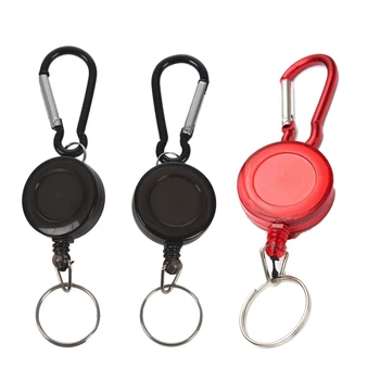 

4 Pcs Badge Reel - Retractable Recoil Yoyo Ski Pass Id Card Holder Key Chain, Red & Black