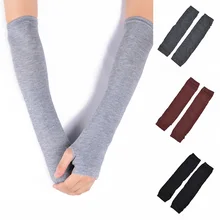 Длинные женские перчатки без пальцев, вязаные женские длинные перчатки до локтя, варежки без пальцев, зимние перчатки Guantes