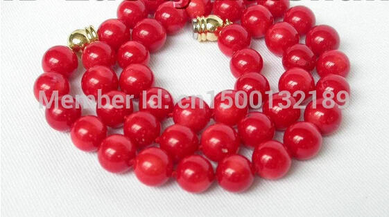 

j0072 100% NATURAL 10MM ROUND RED CORAL NECKLACE