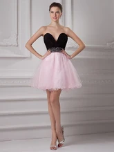 Sexy A-line Rosa Schwarz Abschlussball-kleider 2016 Liebsten Perlen Tüll Graduierung Kleider Für Mädchen Kurze Cocktailkleider cd7394