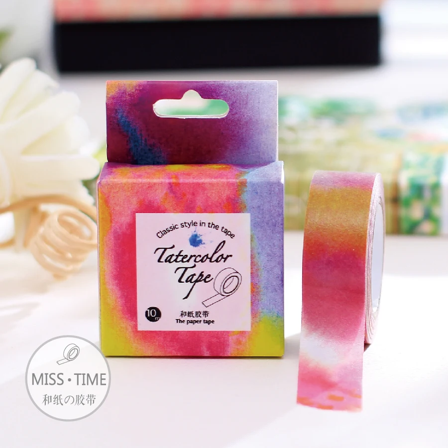 Tatercolor Fita Adesiva Japanese Rainbow Washi Masking Colored