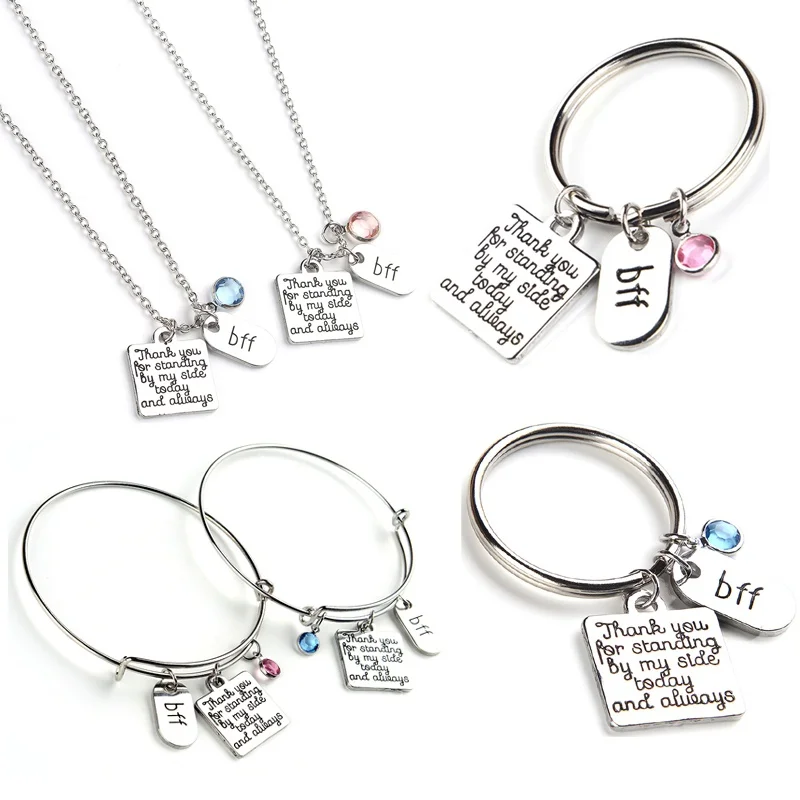 

Wedding Gift for Best Friend, BFF of The Bride Gifts, Bridesmaid Necklace or Keychain or Bangle Bracelet, Thank You Gift