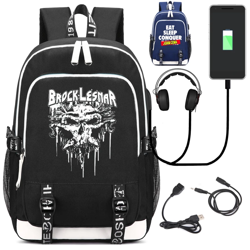 

Brock Lesnar Unisex Backpack with USB Charging Port and Lock &Headphone interface for College Student Work Men & Women