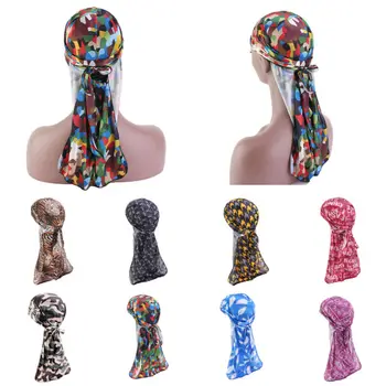 

Fashion Camo Men's Silky Durags Turban Print Men Silk Durag Headwear Bandans Headband Hair Accessories Pirate Hat Waves Rags