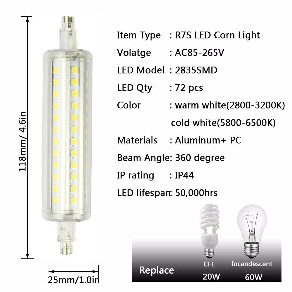 ENTONTECK 9 Вт 15 Вт Светодиодный светильник лампа R7S светодиодный светильник типа Кукуруза 2835 SMD 78 мм 118 мм светильник для замены галогенной лампы AC 85-265 в энергосберегающий прожектор светильник