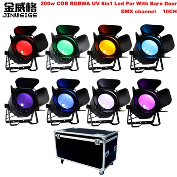 

Free Shipping 8pcs/Lot Flightcase Pofessional Stage Lighting Cob Led Pan 200w RGBWA UV 6 In 1 200 Watt China Led Par Light