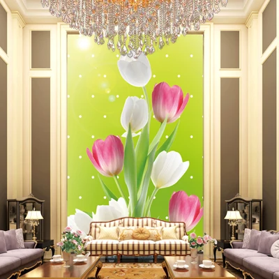 Тюльпан Цветочные Обои 3D Росписи Прихожей Обои Цветы Стены Фон Вертикальные papel Росписи dormitorio