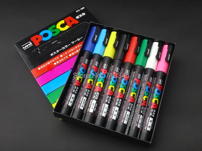 POSCA PC-3M набор маркеров 0,9-1,3 мм, 8 цветов/набор