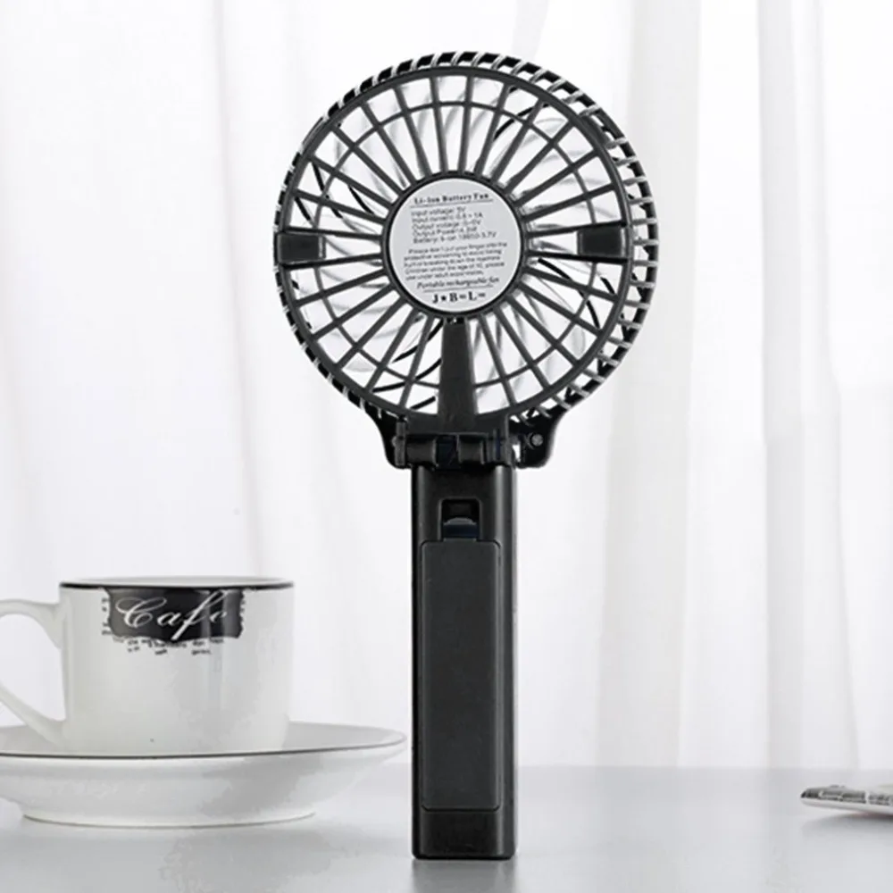 Handheld USB Fan Cooler Portable Mini Fan Battery Operated Rechargeable Foldable Handy Small Desk Desktop USB Cooling Fan Black
