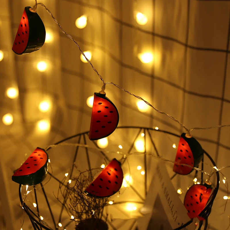 10 светодиодный Сказочный фруктовый лимон, клубника, банан, работающий на батарейках, светодиодный фонарь, 1 м, декор для рождественской гирлянды, новогодняя gerlyanda