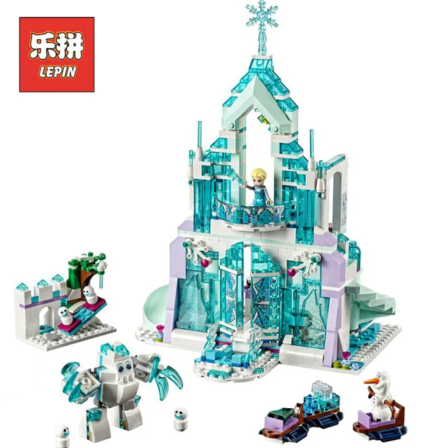 

LEPIN 25002 Snow World Elsa Magic Ice Castle Set Model Building Kits Blocks Bricks legoinglys 41148 Children friends Toys Gifts