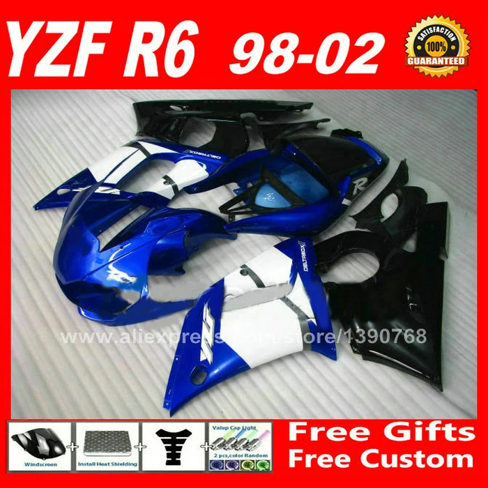 

OEM blue black Fairing kit for YAMAHA YZF R6 98 99 00 01 02 plastic parts fairings kits 1998 1999 2000 2001 2002