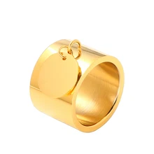 Модные кольца брендовые круглые бирки женские обручальные кольца широкий палец кольцо розовое золото цвет кольца из нержавеющей стали Роскошные ювелирные изделия