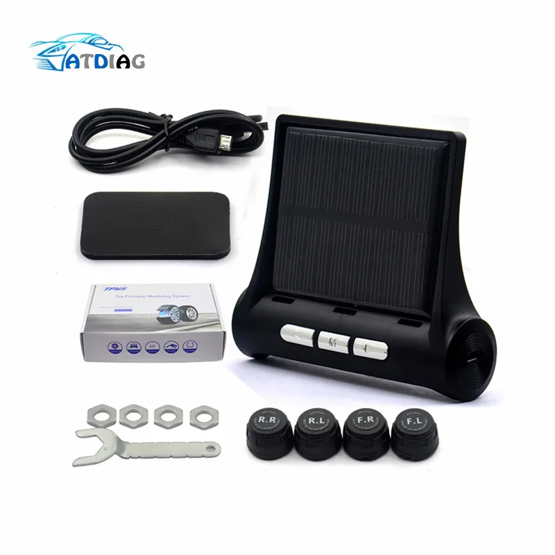 

Solar Best TPMS Car Tire Pressure Alarm Monitor System Display 4 External Sensor Temperature Warning T06N T01W Visture