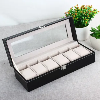 

New 6 Grid Luxury Refinement Slots Wrist Watches Gift Box Case Jewelry Display Boxes Storage Holder worldwide caixa para relogio