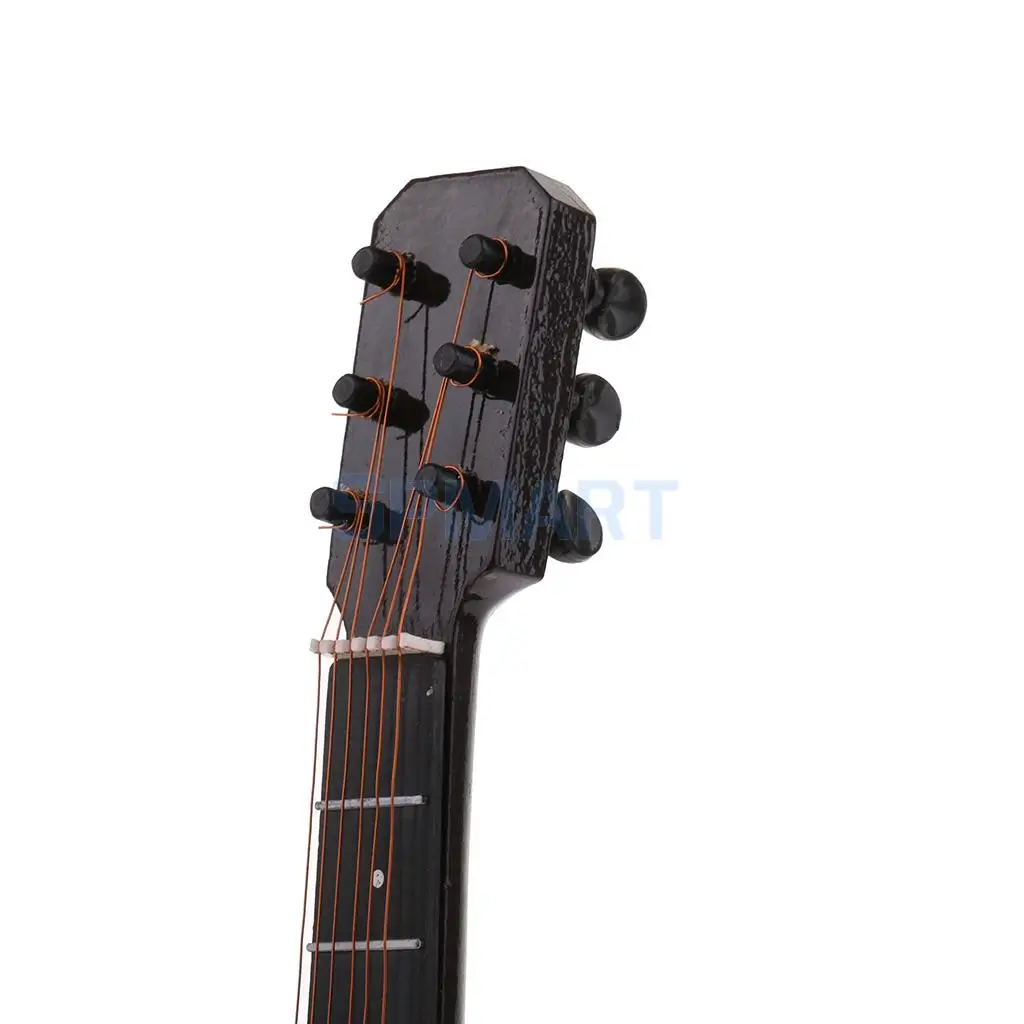 Handcrafted 1:4 Scale Wood Guitar with Panel Model Instrument Collectibles Miniature Dolls Accessory Home Ornaments Kids Gift