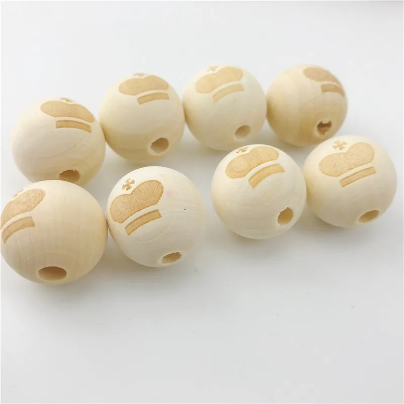 Wooden Bead Round Stripe Bead for Baby Crafts/&Pacifier Clip Necklace DIY 19mm