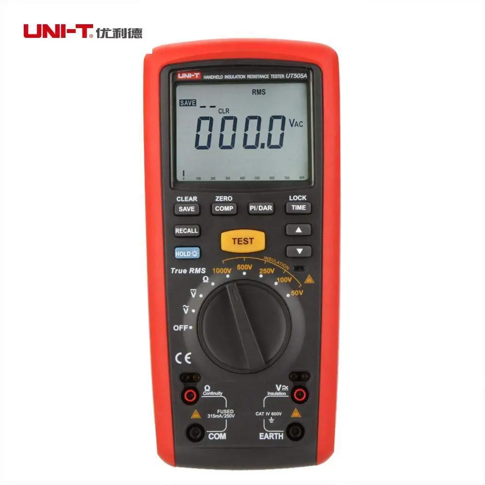 

UNI-T UT505A Handheld Digital Insulation Resistance Tester 6000-count True RMS 50V/100V/250V/500V/1000V