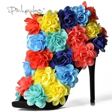 Colorful Flowers Open Toe Boot