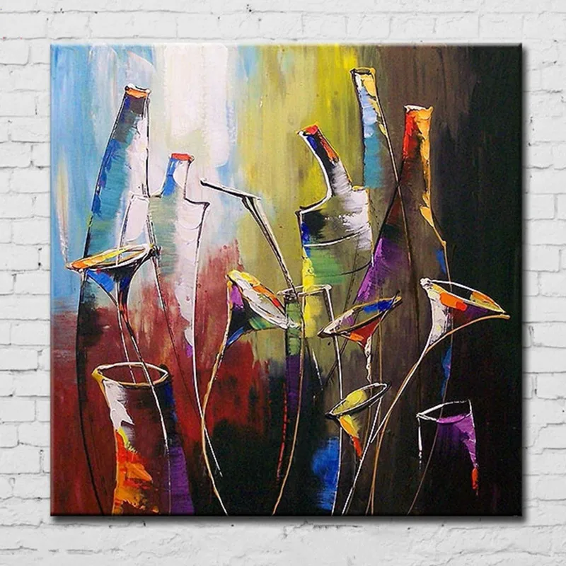 Handpainted-Abstract-Oil-Painting-on-Canvas-Modern-Home-Decoration-Wall-Art-Handmade-Colorful-Bottles-Cups-Paintings