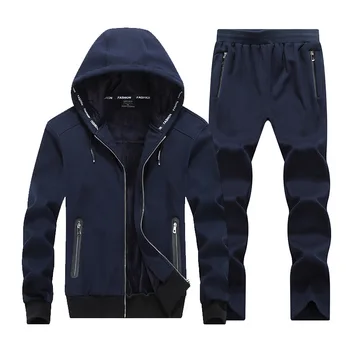 

2Pcs Tracksuits 2019 Autumn Winter Thicken Sportswear Fleece Cardigan Hoodies Mens Running Set Sweatshirts Male Jacket+Pants