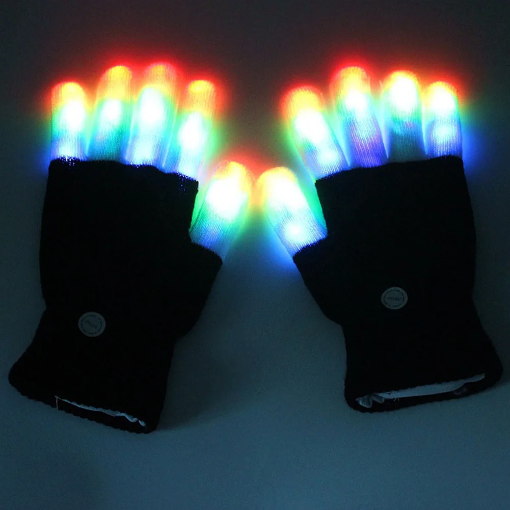 Рождественские черно-белые перчатки, 1 шт., светодиодный, светящийся в темноте, перчатки с блестками, развлекательные, рекламные, светящиеся перчатки