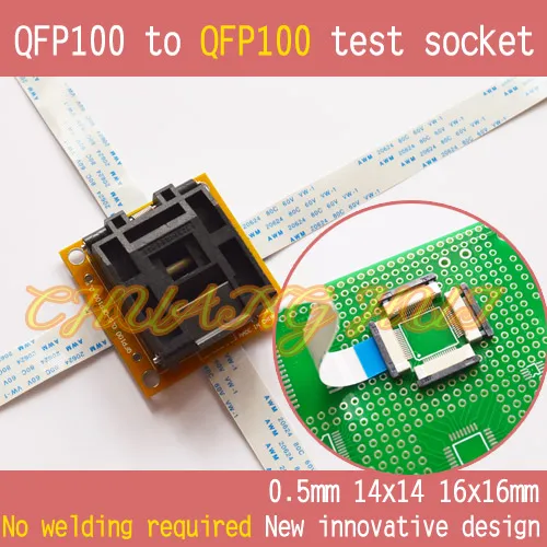 QFP100 to QFP100 test socket TQFP100 LQFP100 PQFP100 Pitch=0.5mm Size=14x14mm 16x16mm No welding QFP100 to QFP100 test socket TQFP100 LQFP100 PQFP100 Pitch=0.5mm Size=14x14mm 16x16mm No welding