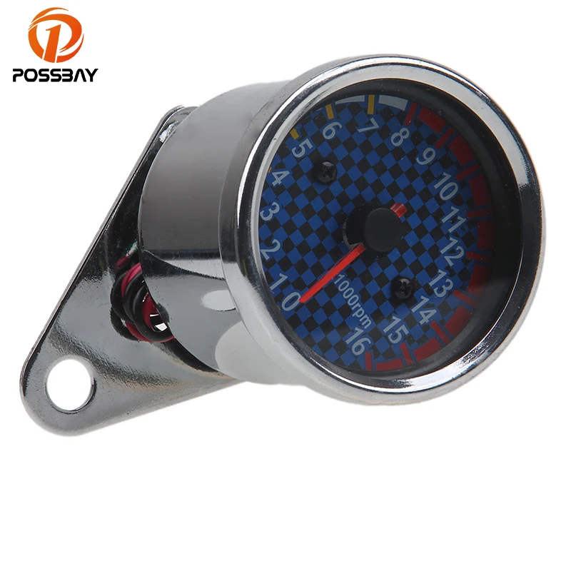 

POSSBAY LED Backlight Motorcycle Tachometer 0-16000rpm fit for Yamaha Harley Honda Scooter Speedometer Odometer Gauge