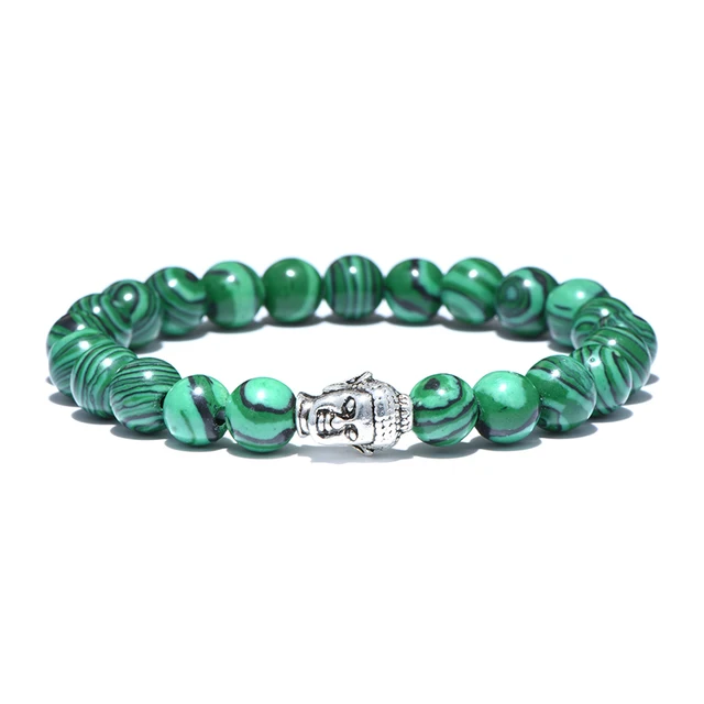 Luxury Malachite Buddha Bracelet Green Natural Stone Antique Buda