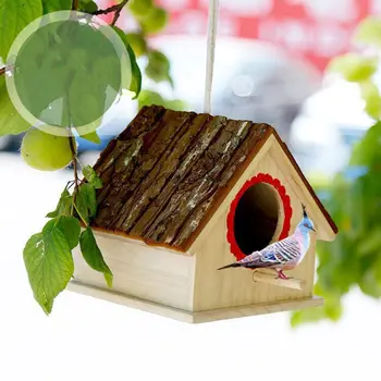 

Wooden Bird Cage Houses Nest Natural Outdoors Hanging Garden Decorative