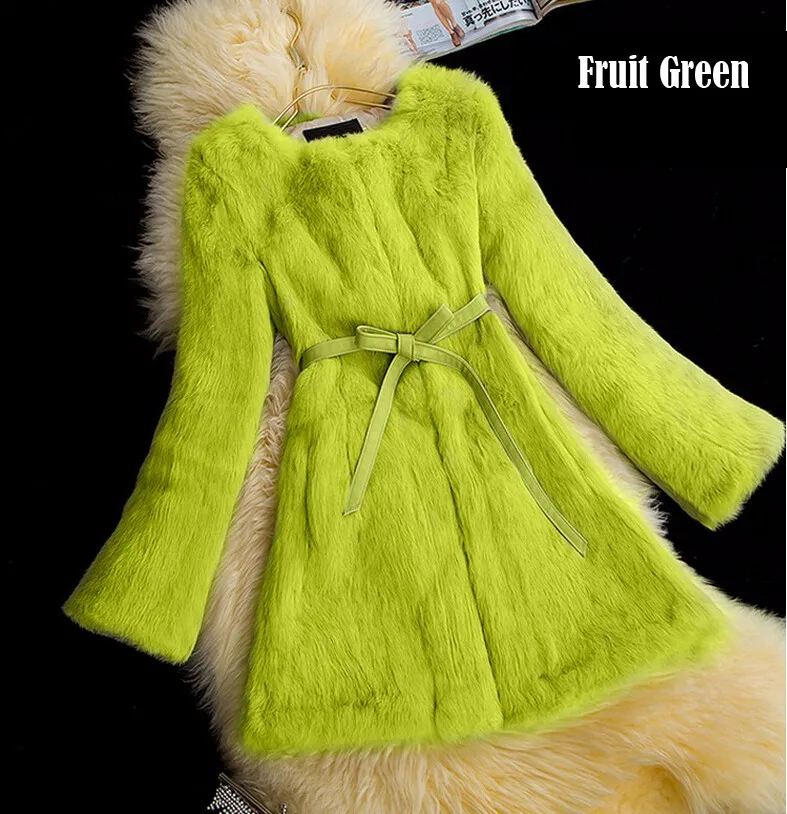 Новое поступление, женское модное пальто из натурального кроличьего меха, чистое натуральное меховое пальто FP647