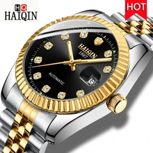 HAIQIN New Luxury Men Mechanical Watch Fashion Design Wristwatch Automatic Self-Wind Watch Men Calendar Clock Relogio Masculino