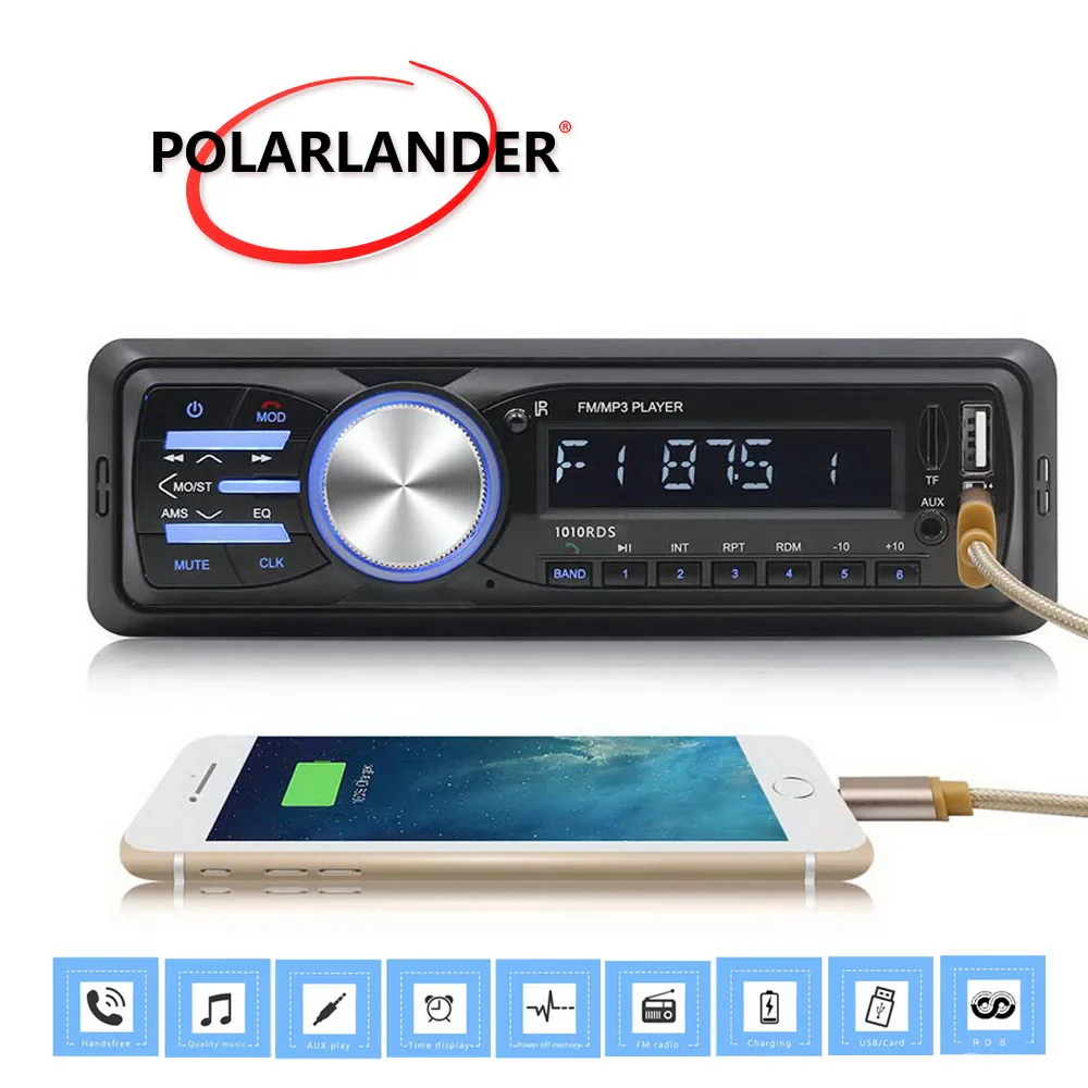 Bluetooth FM Aux ISO входной приемник 1Din автомобильный аудио стерео MP3 плеер In dash Sound 1010RDS