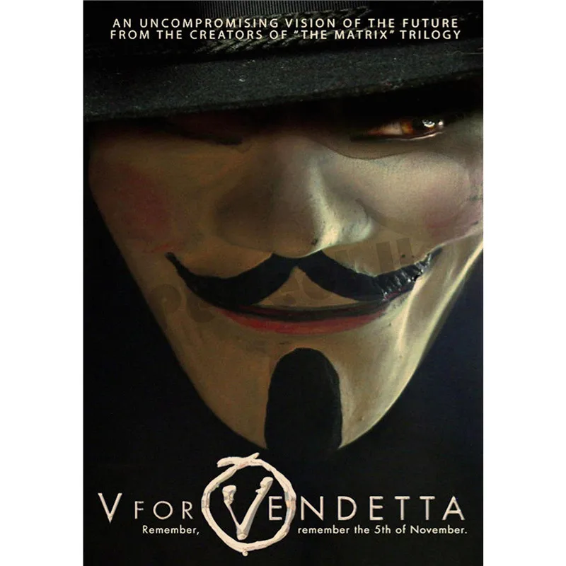 V для Vendetta украшения домашнего интерьера крафт фильм постер Рисование ядро