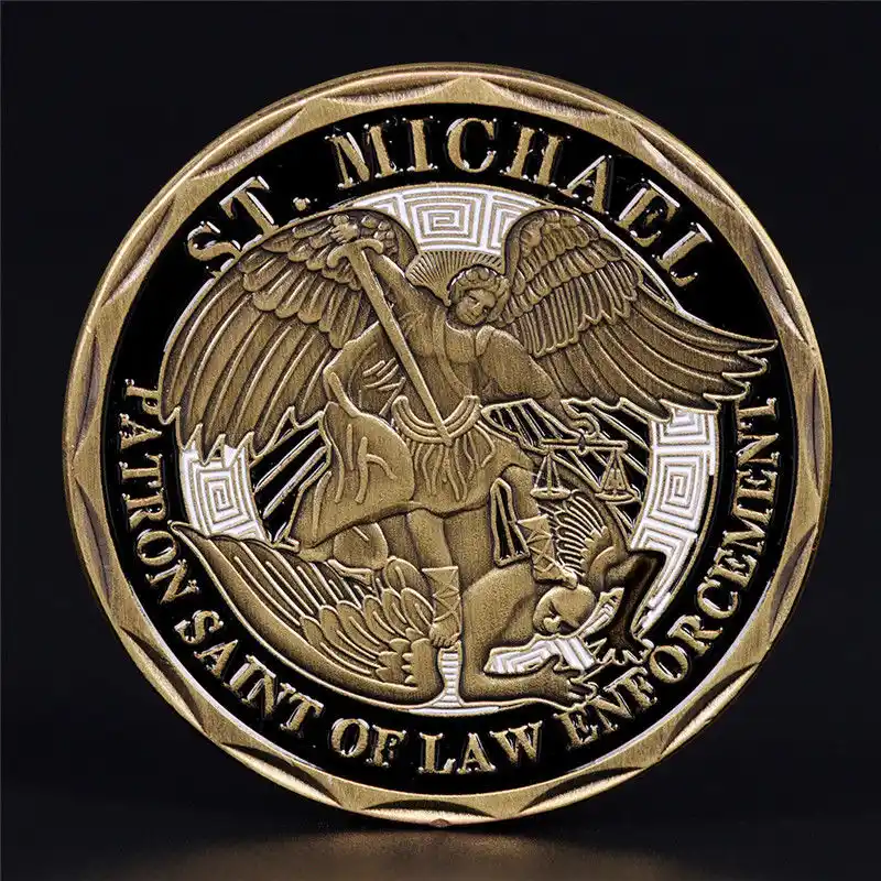 St Michael Police Officer Badge Challenge Coin Patron Saint Law Enforcement PD