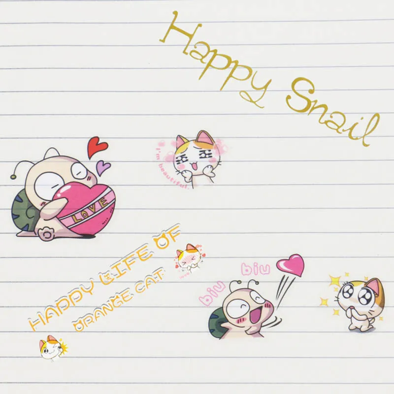 

Joylong Pusheen Cat Kawaii Stickers Scrapbooking Cute Cartoon Snail Kids Sticker DIY Toys For Children Creative Diary Decoration