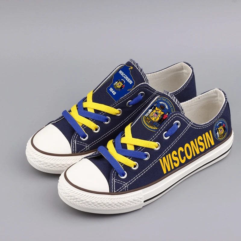 

E-LOV Casual Men's Lace-up Canvas Shoes Printed Americans United States Logo Canvas Shoe Comfortable Tenis Espadrilles