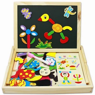 

candice guo! hot sale educational wooden toy magnetic puzzle fantastic wooden easel colorful gift 1 pc