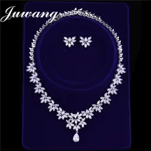 Бренд juwang, роскошные свадебные ювелирные наборы для женщин, бижутерия, кубические цирконы, Дубай, белые золотые серьги, ожерелье, свадебные наборы