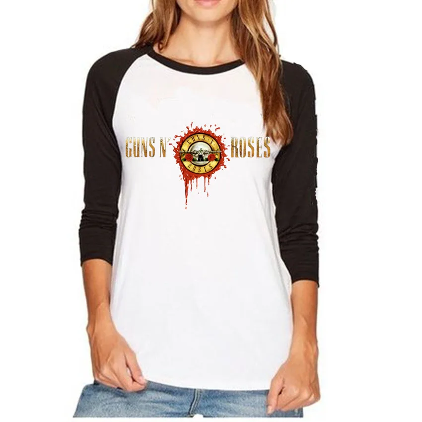 Женская футболка «bullet» с принтом «Rock guns N Roses», хлопковая футболка с длинным рукавом, Топы осень-весна размера плюс, свободная футболка, женская одежда