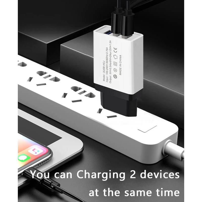 Сетевое зарядное устройство CinkeyPro с 3 USB портами для Apple iPhone iPad Samsung 5 В/2 А|Зарядные