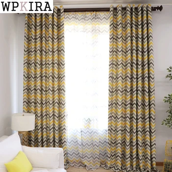

Modern New Style Finished Yellow Ripples Curtains Fabric For Living Room Purple Grey Blackout Drapes For Kid Bedroom 275&20