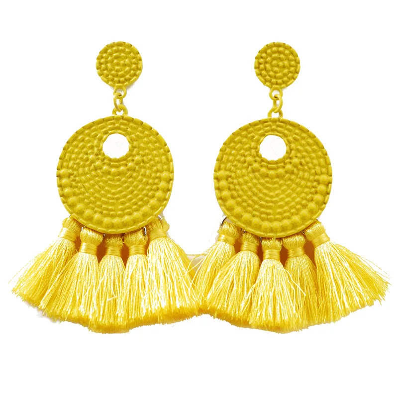 Fashion Tassel Earrings 2019 Women Earring Female Fringed Statement Yellow Cheap Drop Hanging Earring Dangle Jewelry Brincos