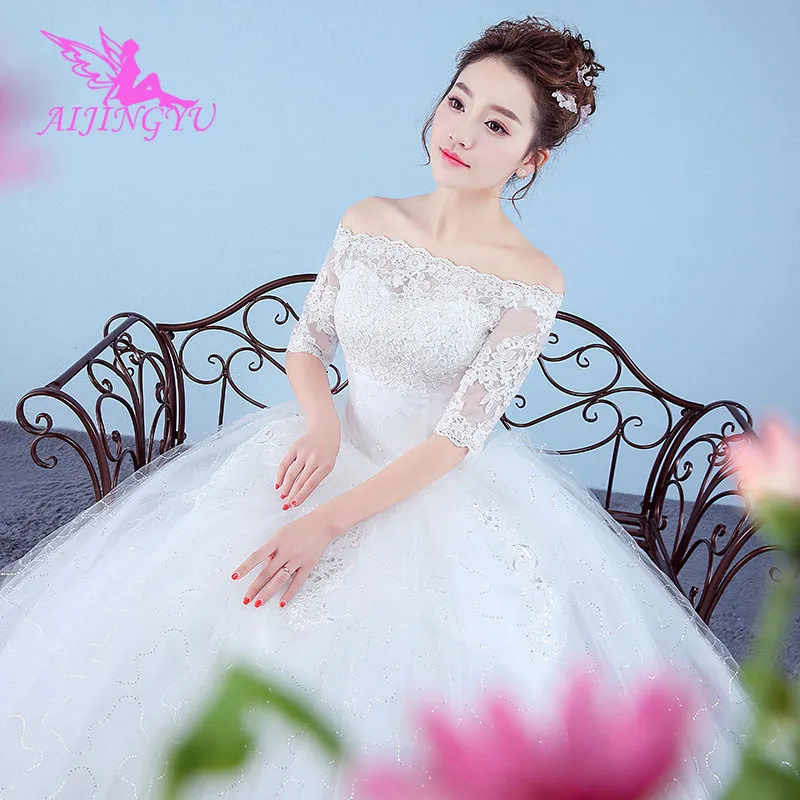 AIJINGYU, роскошные,, новинка,, дешевое бальное платье на шнуровке сзади, вечерние свадебные платья, свадебное платье WK686