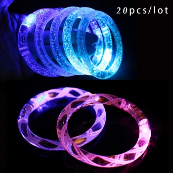 

20 Pcs/lot Multicolor LED Flashing Bracelet Light Up Acrylic Bangle for Party Bar Halloween,Chiristmas, Hot Dance Gift 2017 New