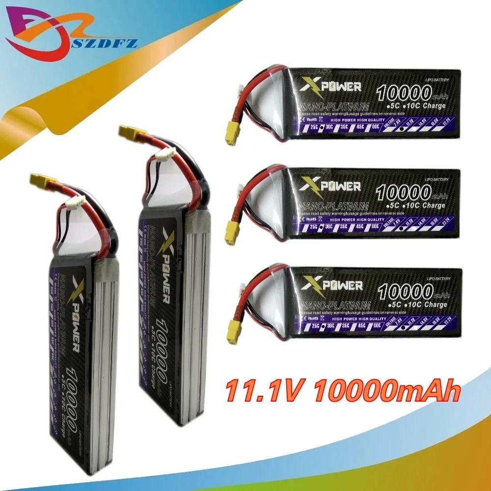 11.1V 10000mAh 3s lipo battery 30C Xpower batteries XT60 / T plug for
