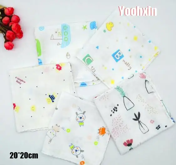 5pcs/lot 20CM Mini Cotton White Lace Printed Cartoon Women Square Handkerchief Ladies Hanky Children Towel Party Christmas Gift 2