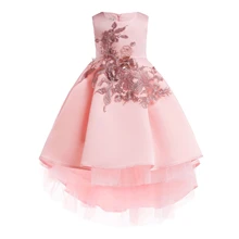 Платье принцессы для девочек, платье подружки невесты на свадьбу с вышивкой и шлейфом, детская Рождественская одежда, детский Карнавальный костюм для девочек, Vestidos