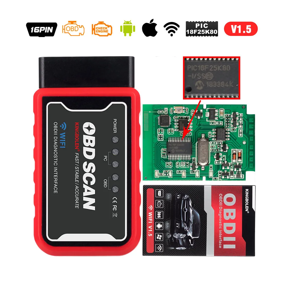 ELM327 мини блютуз V1.5 PIC1825K80 супер мини elm 327Wi-Fi USB Разъем OBD2 V2.1 для Android крутящий момент сканер кодов - Цвет: v1.5 WIFI